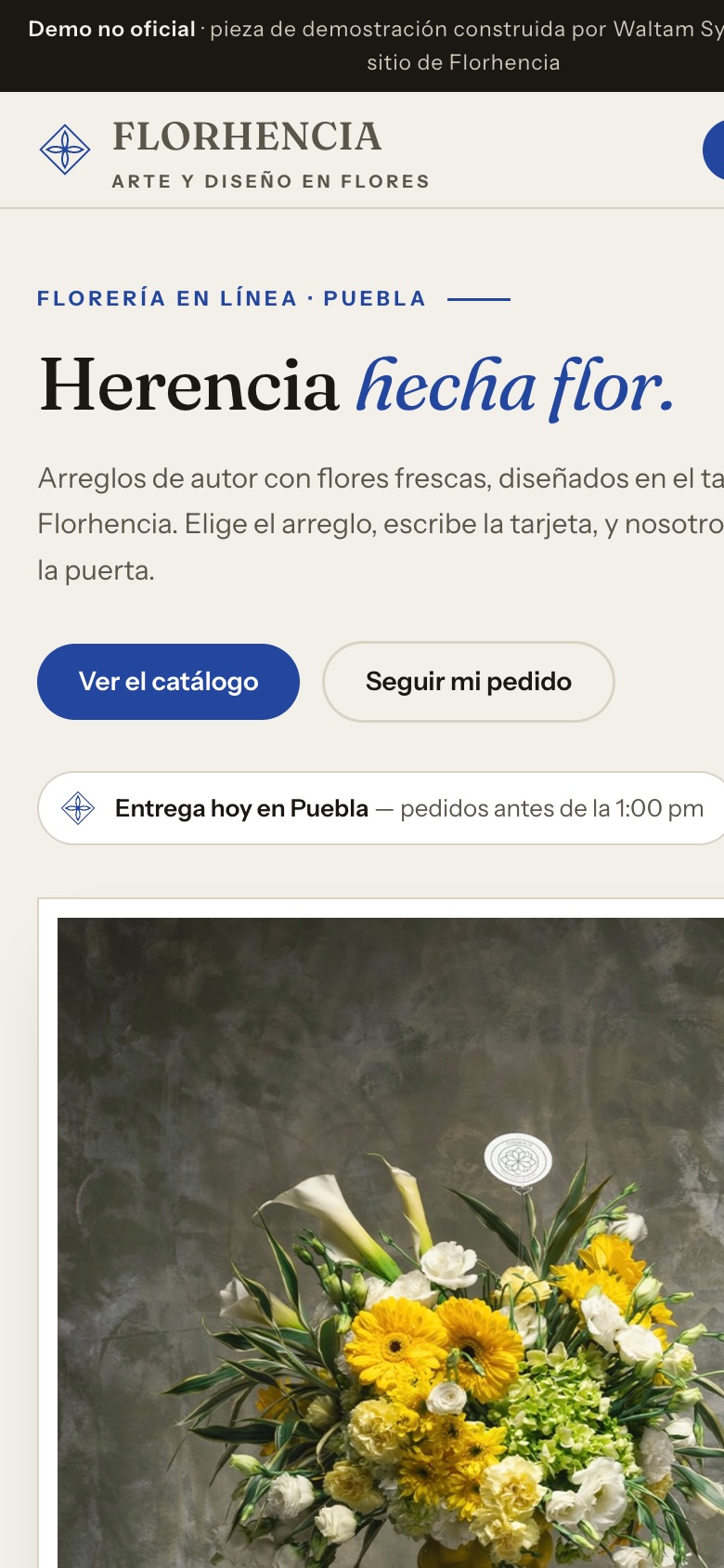 Demo de Florhencia en un teléfono
